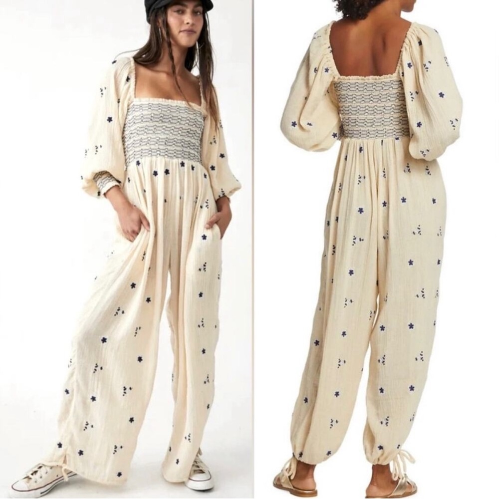 Free people dahlia embroidered jumpsuit - Picture 2 of 7